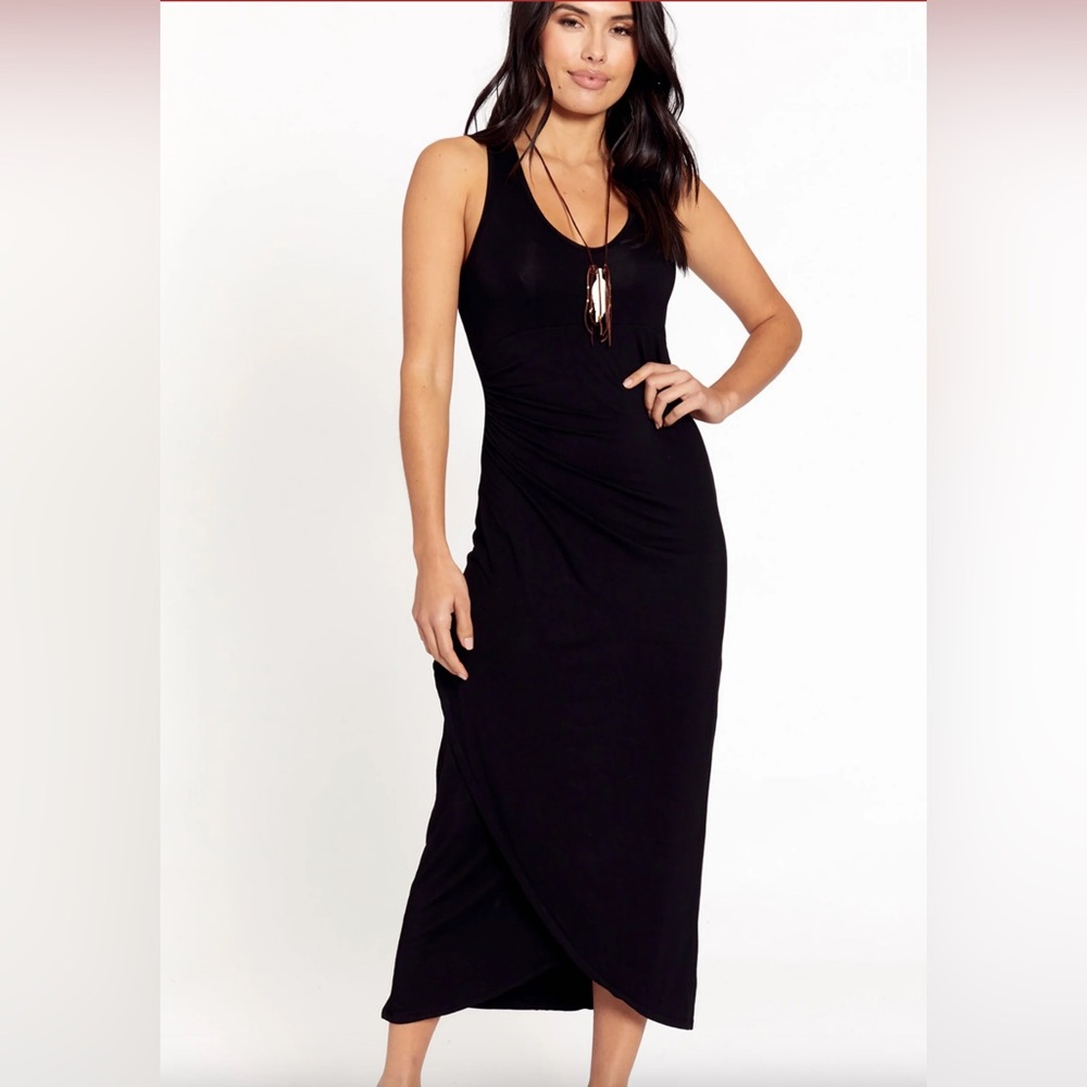 River & Sky Black Midi Jersey Tank Dress XS NWT